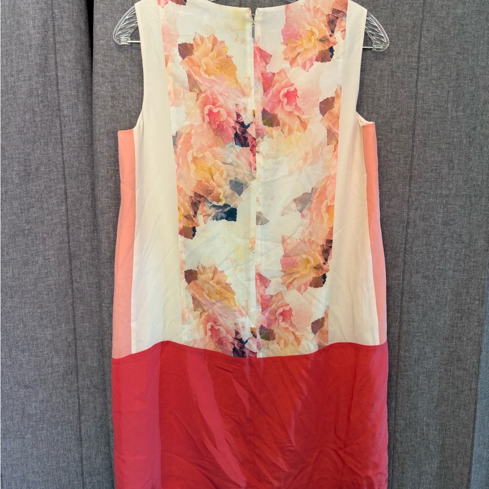 Rebecca Taylor Enchanted Gardens Pink Shift Tank Drop Waist Silk Dress Size 4 - Picture 4 of 9